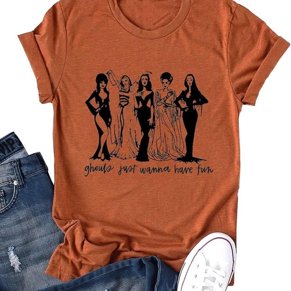 Ghouls Just Wanna Have Fun Shirt Womens Vintage Halloween Golden Ghouls Graphic
